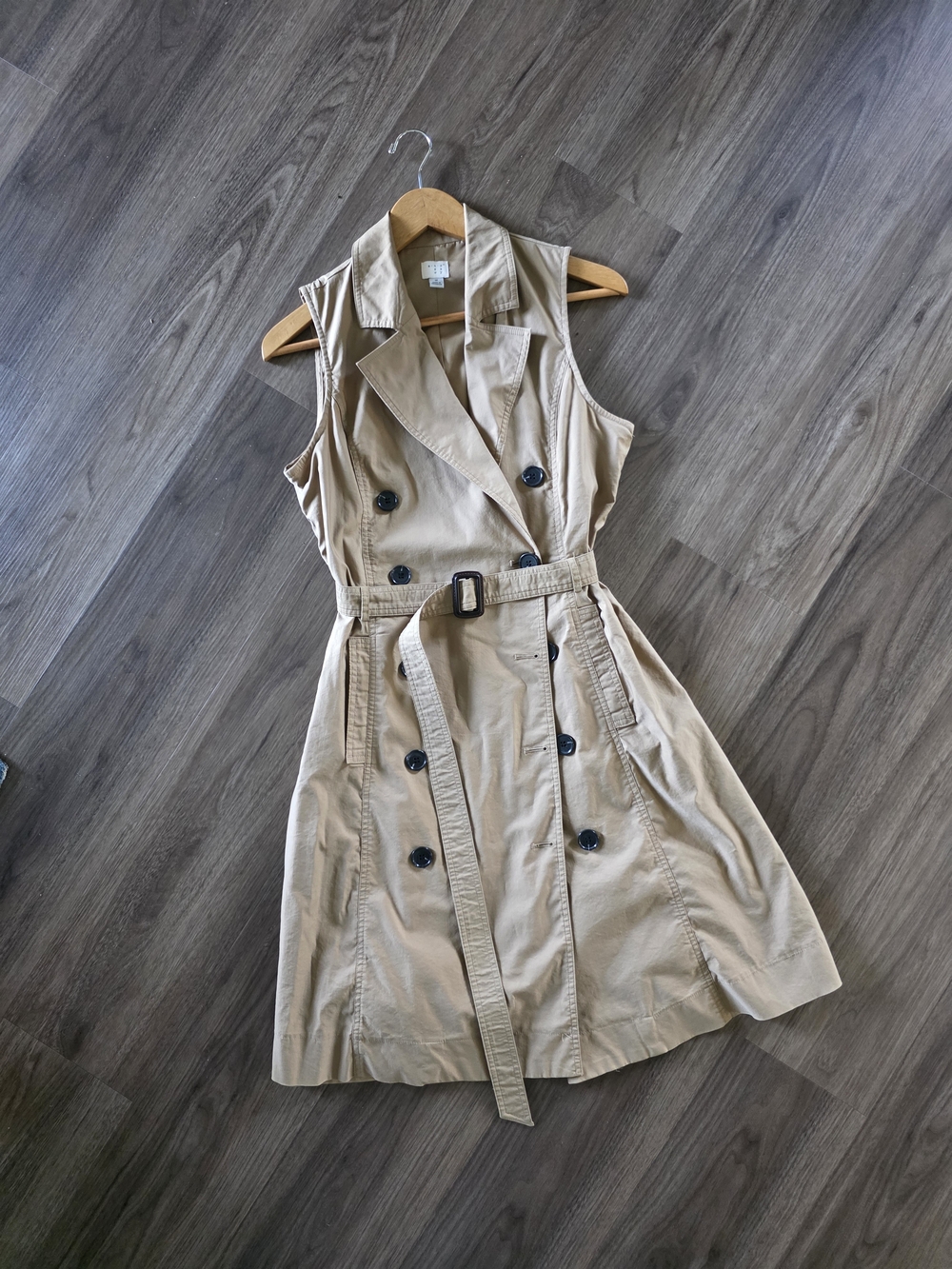 A New Day Sleeveless Trench Dress in Tan